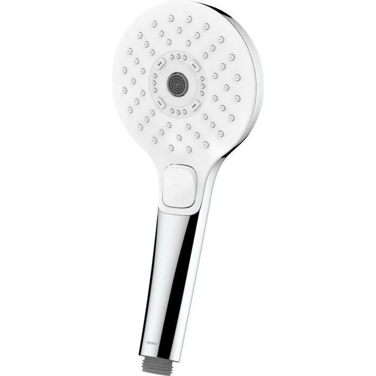 TOTO Handbrause 110mm, rund, 3 Strahlarten, weiss/chrom, Antikalksystem, wassersparend