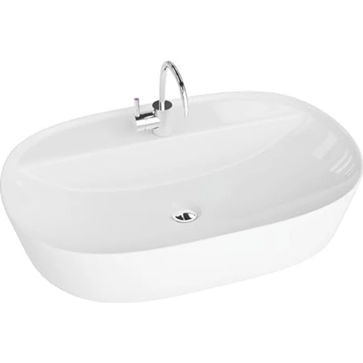 OTTO Waschbecken Aufsatzwaschbecken PEREYA GRANDE, rechteckig, mit Überlauf mit 1 Hahnloch glänzend, weiß – Bild 1