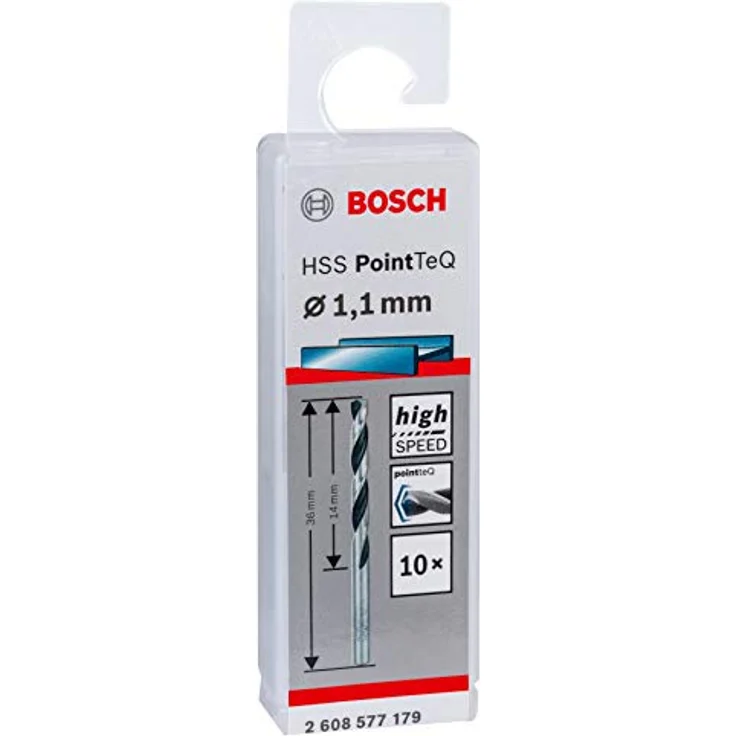 Bosch Professional 10 Stück HSS Spiralbohrer PointTeQ (für Metall, 1,1 x 14 x 36 mm, Zubehör Bohrschrauber) – Bild 3