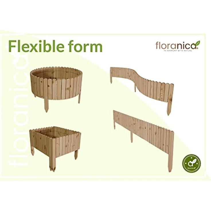 Floranica Rollborder Gartenzaun 103 x 10cm Unbehandelt Rasenkante Holz Gartendeko Beeteinfassung Deko Mini Zaun Garten Natürliches Kiefernholz – Bild 4