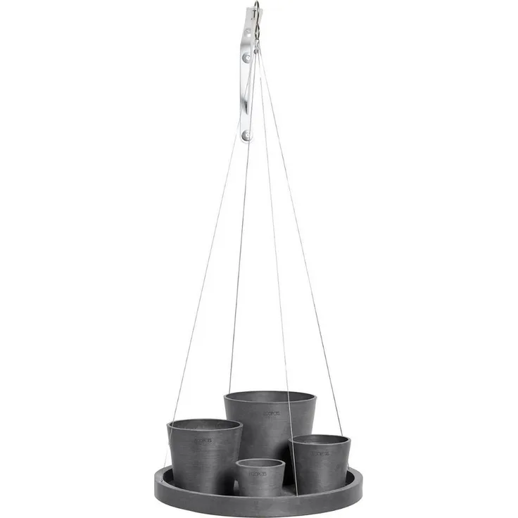 ECOPOTS Blumentopfuntersetzer HANGING SAUCER Grey, 36x36x3 cm, aus innovativem Recyclingkunststoff