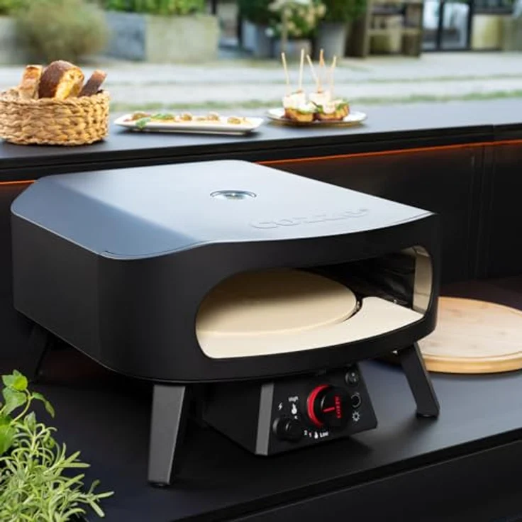 Cozze® Gas-Pizzaofen Classic Black Edition 13, inkl. Pizzastein, Backtemperatur bis 630°C, Grillfläche 34.5 x 34.5 cm, Gerätemaße 50 x 50 x 29.5 cm, schwarz – Bild 5