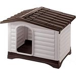 Ferplast Outdoor Hundehütte Dogvilla 70 Lodge für Hunde mit zu öffnender Seitenwand, aus schlag- und UV-beständigem Thermoplast, Drainagesystem, Lüftungsgitter, 73 x 59 x 53 cm