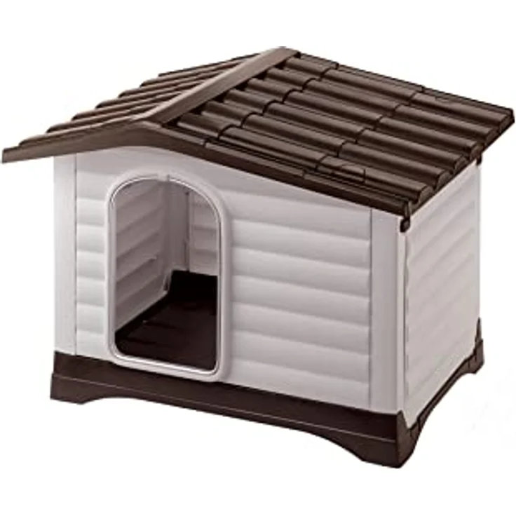 Ferplast Outdoor Hundehütte Dogvilla 70 Lodge für Hunde mit zu öffnender Seitenwand, aus schlag- und UV-beständigem Thermoplast, Drainagesystem, Lüftungsgitter, 73 x 59 x 53 cm – Bild 1