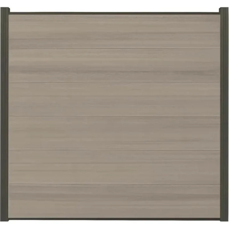 Woodstore24 XXXL Premium Coex. WPC Sichtschutzzaun grau meliert, Komplettset mit 7 Zaun- und 8 Pfosten, 175 cm x 179 cm, pflegeleicht und witterungsbeständig
