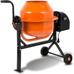 EBERTH Betonmischer 65L, Elektrisch mit 220W Motor, Stahlgestell, breite Fußplatte, orange/schwarz