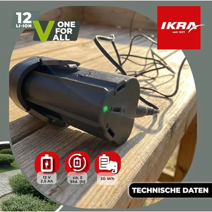 IKRA Akku Ersatzakku Li-Ion 12V 2,5Ah Typ LI 27, kompatibel mit IKRA 12 Volt Akku Familie, zuverlässiger Energiespeicher für Gartenarbeiten – Bild 6