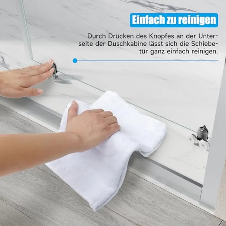 Duschkabine Duschabtrennung Eckeinstieg mit Schiebetür ESG Klarglas 76x100x185cm – Bild 11