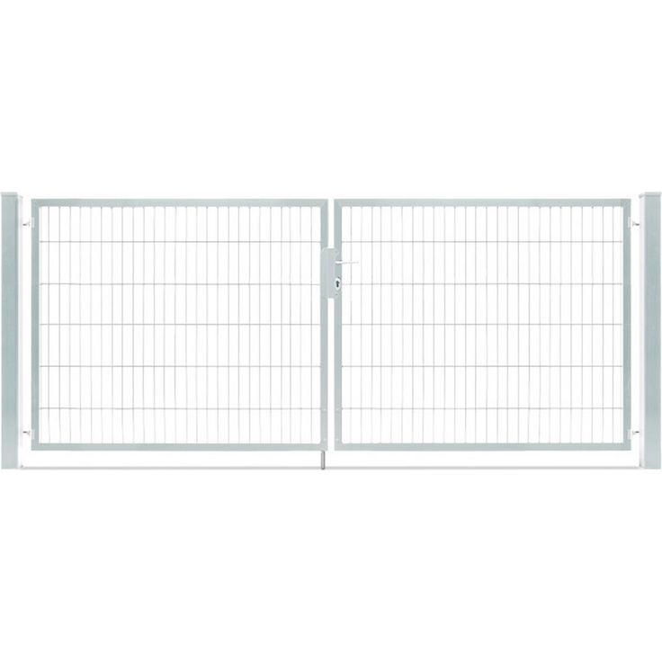 deutsche zauntechnik Doppelflügeltor 'Vario Compact', feuerverzinkt, 300 x 120 cm, flexibel montierbar