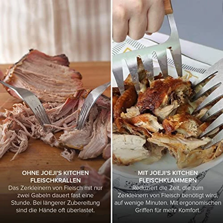 Joejis 2er Pulled Pork Krallen Gabeln - Edelstahl Fleischkrallen Fleischgabeln- Meat BBQ Claws Set – Bild 4