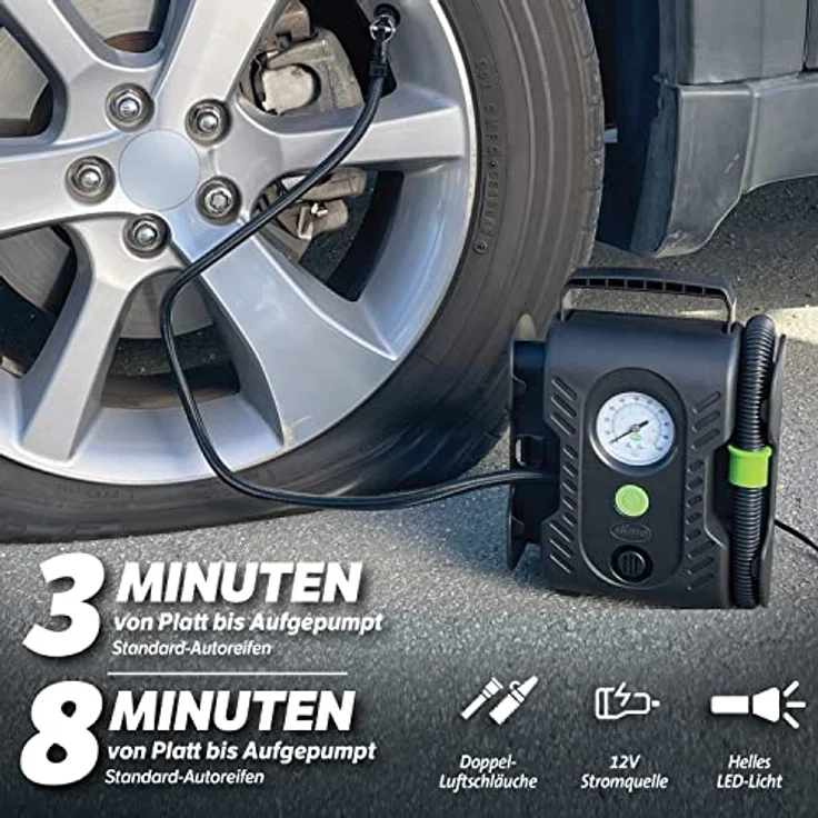 Slime 40066 Kompressor Multi-Purpose Tyre Kompressor 7 bar 12 V Adapter zum Betrieb per Kabel – Bild 2