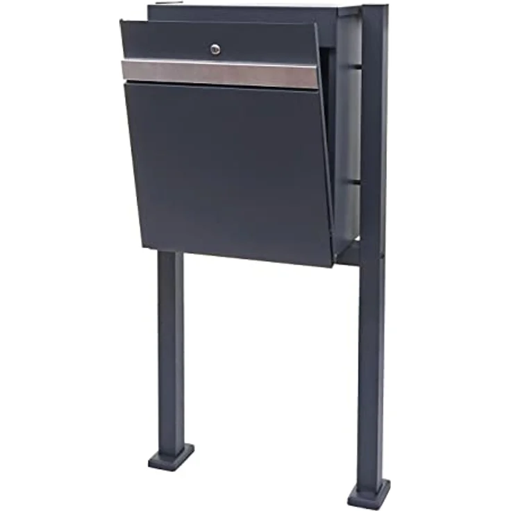 PROREGAL Paketkasten mit Standfuß, verzinkt anthrazit-Edelstahl, HxBxT 120x59x36cm, abschließbar, mit Einwurfsystem und Rückholsperre, für Pakete bis 16x30x22 cm – Bild 3