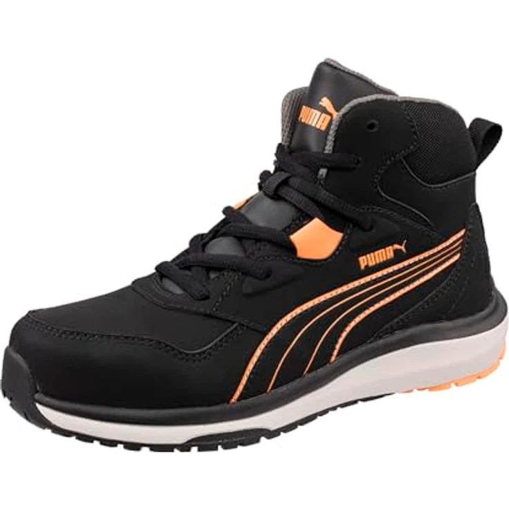 PUMA STEPPER BLK/PEACH MID S3S ESD FO HRO SR, Sicherheitsschuh mit motivierendem Laufprofil und flexibler Anti-Perforation, Schwarz/Pfirsich, Schuhgröße 37 – Bild 1