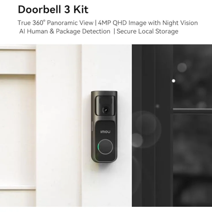 Imou Video-Türsprechanlage Doorbell 3 Kit, 4-MP-QHD mit KI-gestützter Erkennung, wetterfest, Akku, weiß – Bild 2