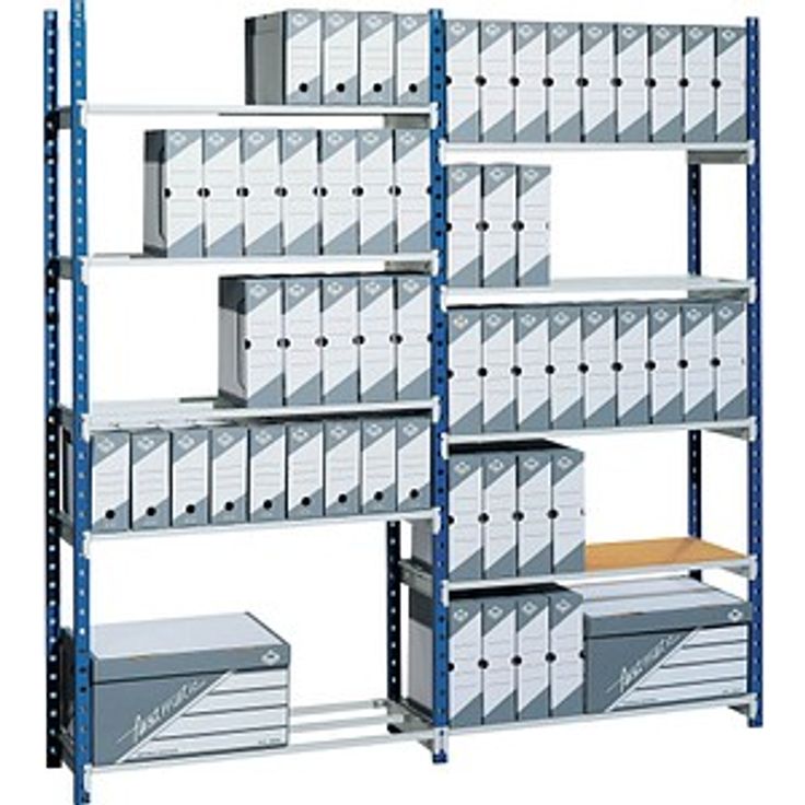 PAPERFLOW Schwerlastregal RangEco 526D, belastbar bis 900 kg, 5 Fachböden, blau, 125 x 60 x 200 cm