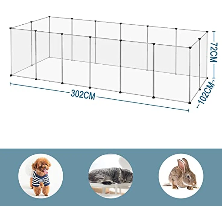 EUGAD Freigehege für Kaninchen, Meerschweinchen Gehege, BHT 302x72x102cm – Bild 4