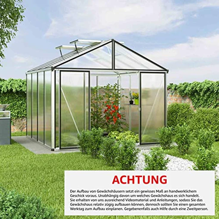 GFP Gewächshaus Asteria 22 Premium 311x311 cm mit integriertem Fundament 16 mm Doppelstegplatten, Farbe Aluminium Natur - Made in Austria – Bild 2