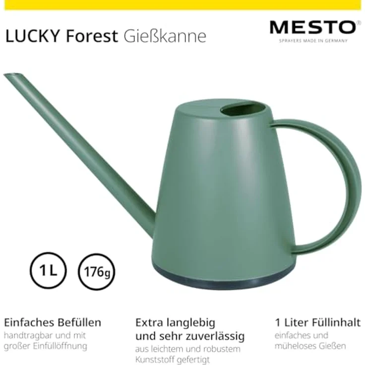 MESTO Gießkanne (Blumen-Gießkanne / Kunststoff-Gießkanne, Fassungsvermögen 1 L, Farbe grün) 3181DF – Bild 3