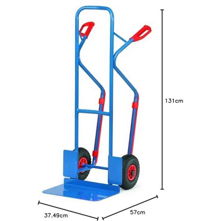 FETRA Sackkarre Stapelkarre B1331L, Stahlrohrkonstruktion pulverbeschichtet blau RAL 5007, mit Stahlblechschaufel und Sicherheitsgriffen, für runde Güter – Bild 2
