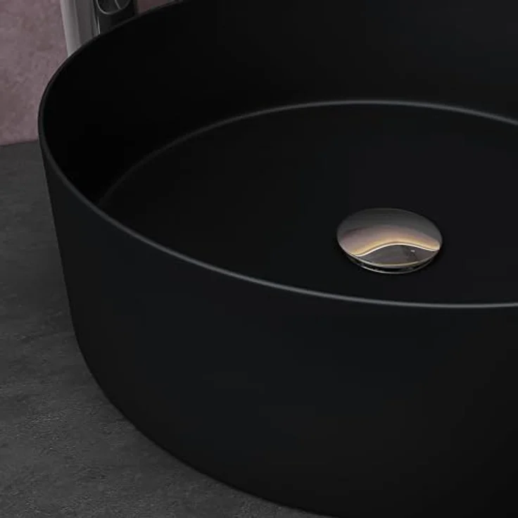 doporro Aufsatzwaschbecken Keramik Waschbecken Rund Gäste-WC Handwaschbecken Brüssel203, edles Stück Keramik mit Lotus-Effekt, weiß – Bild 6