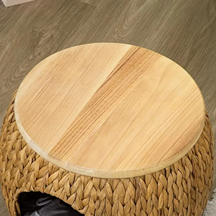 PawHut Tierhaus Katzenhöhle mit waschbarem Kissen, hellbraun/naturholz/grau, für drinnen und draußen, bis 80 kg belastbar – Bild 9