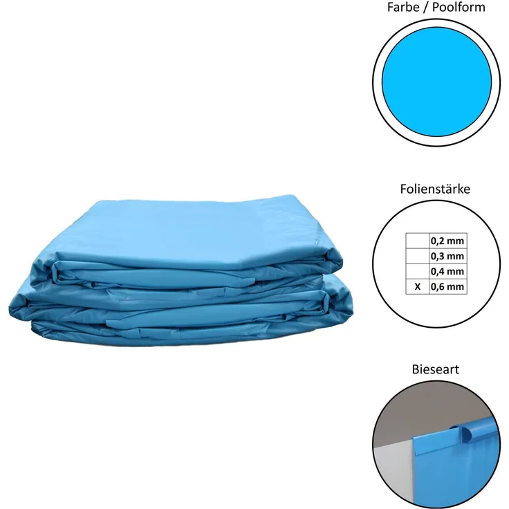 Waterman Poolfolie Ersatzfolie Rundbecken 700x150cm - 0,6mm Dicke - Einhängebiese - blau