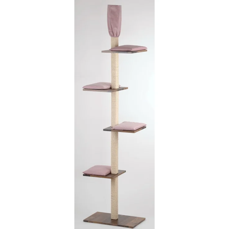 Silvio Design Rohrschneider Katzenbaum Lexie texas/rosa - Vollholzholme 7x7 cm, 4 abnehmbare Kissen, Maße: B36 x T60 x H230-260 cm