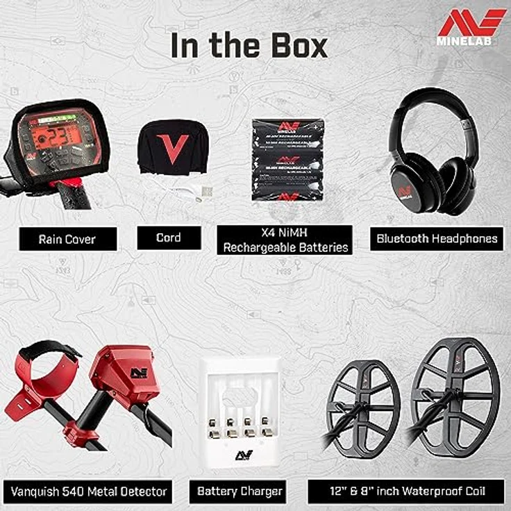 Minelab Vanquish 540 Pro Paket, Multifrequenz Metalldetektor mit V12 und V8 Suchspulen, Bluetooth-Kopfhörern und 5 vorprogrammierten Suchmodi – Bild 8