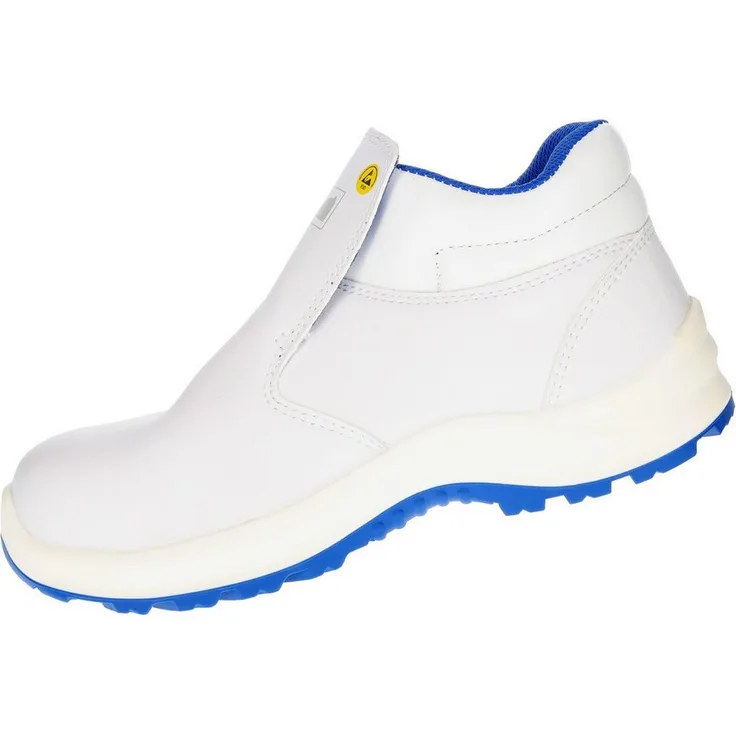 PRO FIT by Fitzner 121 ESD Sicherheitsschuhe S2 "Arctos white mid", weiß/blau Zehenschutzkappe, Atmungsaktiv, für Arbeiten im Weißbereich