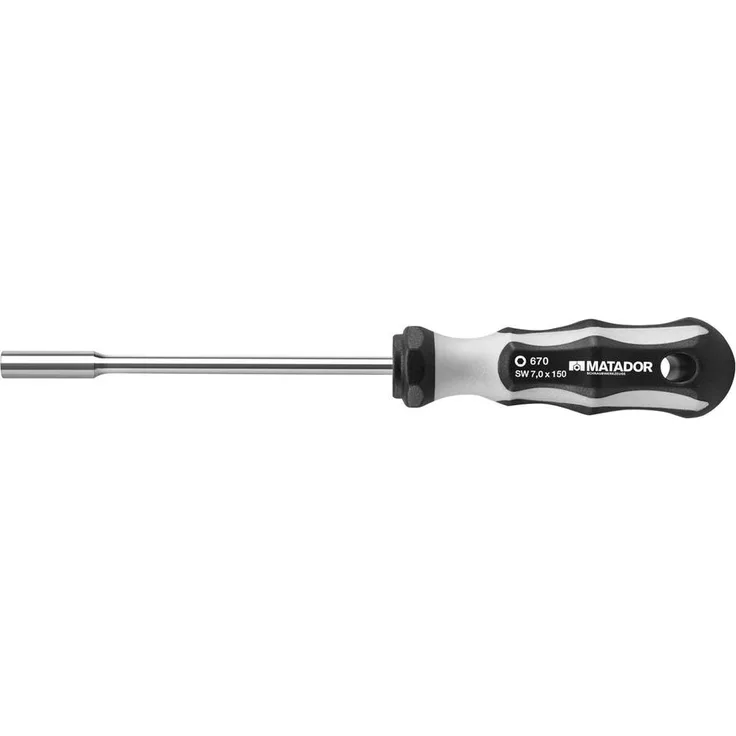 Matador Schraubwerkzeuge Steckschlüssel-Schraubendreher, 7mm mit ergonomischem 2-Komponentengriff und Aufhängeloch