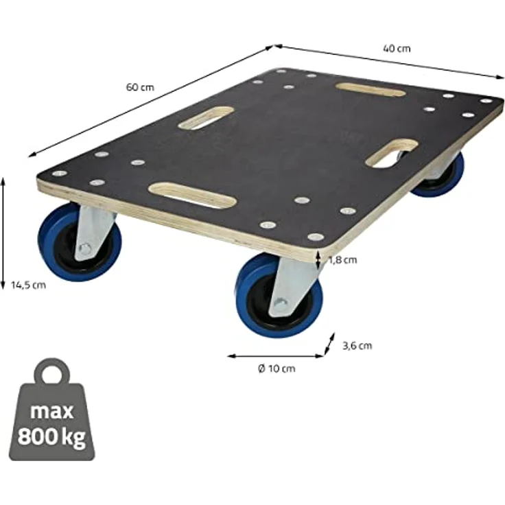 ecd germany Transportroller 40x60 cm, belastbar bis 800 kg – Bild 8