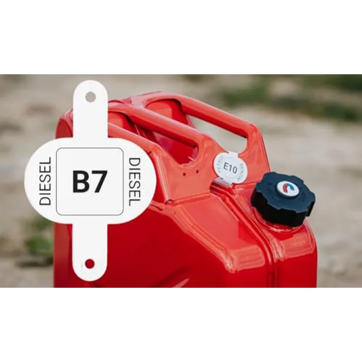 BW Benzinkanister Clip für Kraftstoffkennzeichnung, Metall, mit Kennzeichnung Diesel B7, weiß, für 5L, 10L und 20L Kanister, Made in Europe