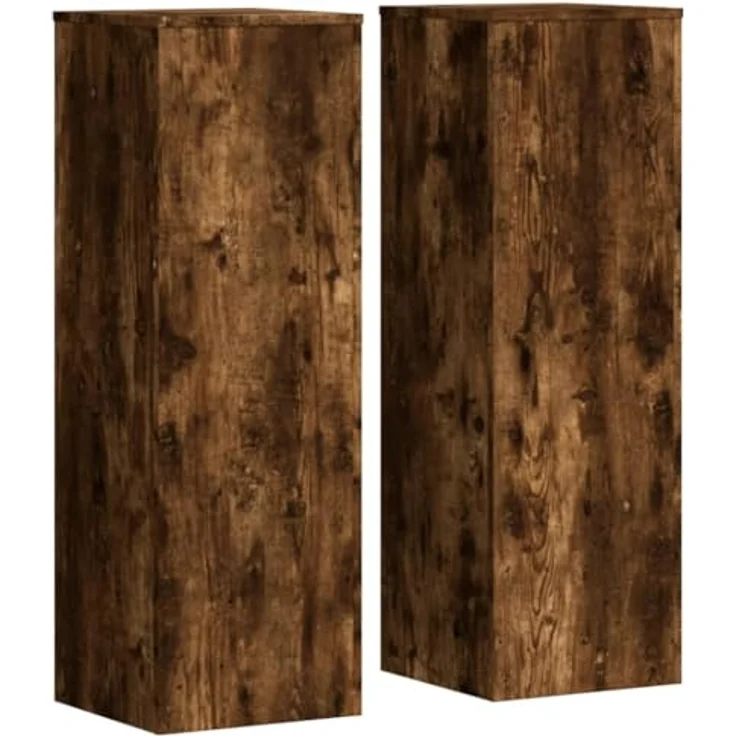 vidaXL Blumenständer 2 Stk Räuchereiche 33x33x100 cm Spanplat - Stabiler Pflanzenständer aus Holzwerkstoff, einfache Reinigung, zeitloses Design. – Bild 1