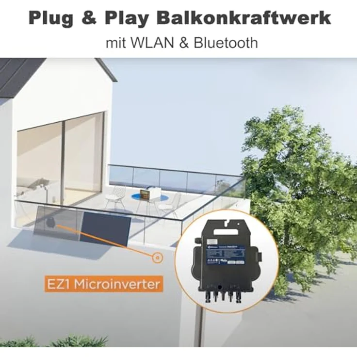 enjoy solar APsystems EZ1-M 800W Mikrowechselrichter mit WLAN & Bluetooth, PV VDE Zertifiziert, Plug & Play Wechselrichter ideal für Balkonkraftwerk (mit Anschlusskabel) – Bild 3