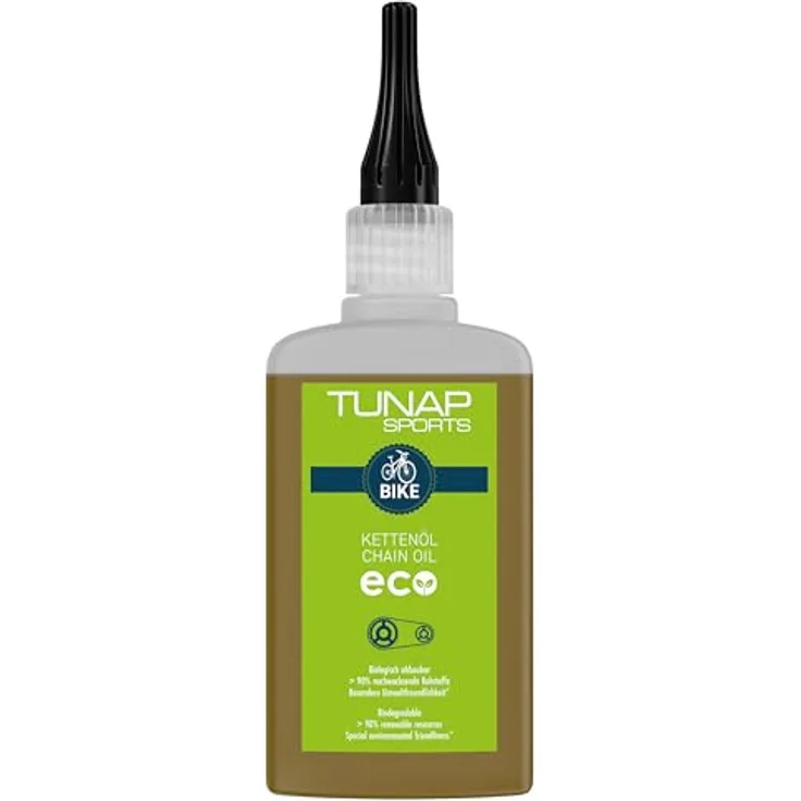 TUNAP SPORTS Kettenöl eco - 100 ml Tropfflasche, biologisch abbaubar, Leichtläufige Langzeit-Schmierung, über 90% nachwachsende Rohstoffe, E-Bike Ready, Made in Germany