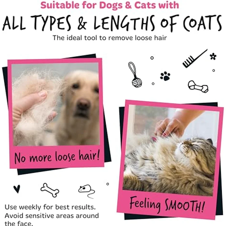 BUGALUGS Selbstreinigende Slicker Hundebürste Katzenbürste - Der ultimative Hundehaarentferner & Katzenhaarentferner, Ergonomische Katzenbürste für Kurzhaarkatzen – Bild 3