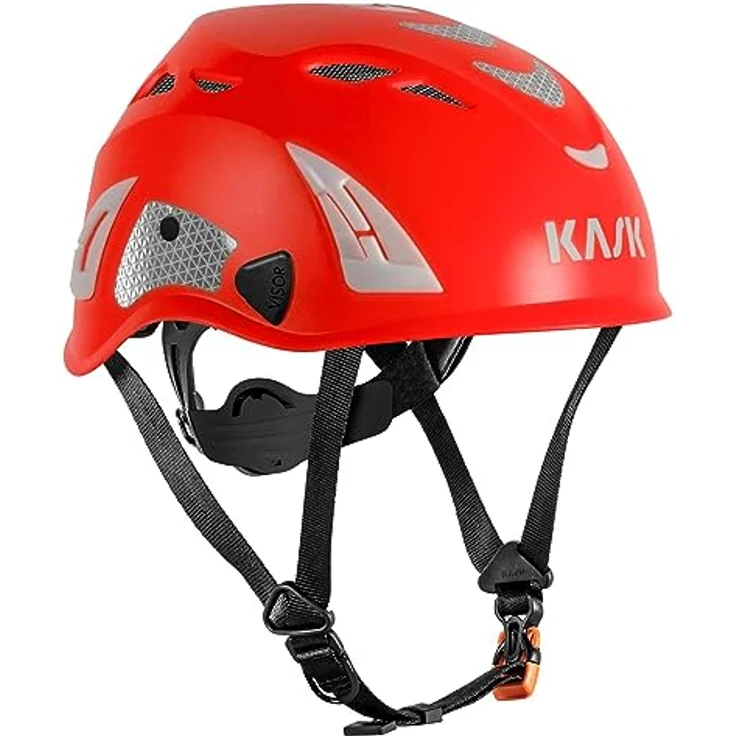 Kask Schutzhelm Superplasma HI VIZ - Arbeitsschutzhelm, Drehrad, Reflexstreifen, EN 397, rot – Bild 1
