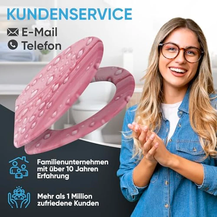 Sanilo WC Sitz Pink Flower, Toilettendeckel mit Absenkautomatik aus hochwertigem Holz, antibakterielle Oberfläche, für alle gängigen WC-Becken – Bild 8