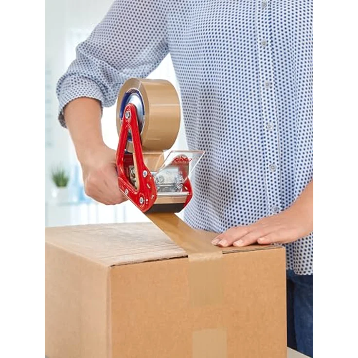 tesa 6400 Packband Handabroller COMFORT - Hochwertiger, robuster Abroller für Paketbänder - Profi-Qualität - Für Klebebänder mit bis zu 50 cm Breite - Preisvergleich – Bild 3