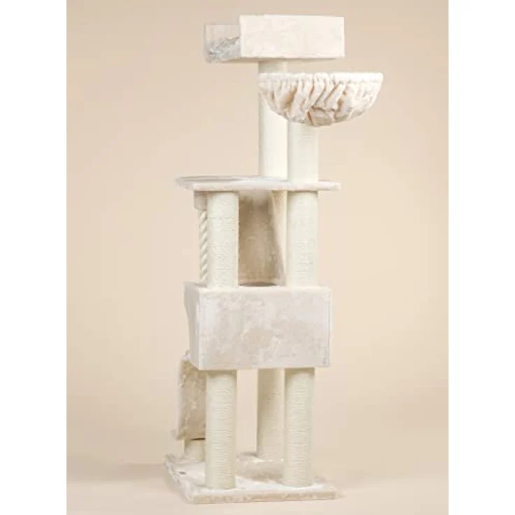 RHRQUALITY Kratzbaum Kilimandjaro de Luxe für große Katzen mit Ø 12cm Sisalstamme - großer Liegefläche & Hängematte für Katzen - der perfekte Spielplatz für Ihren Katzenfreund (Beige) - Preisvergleich – Bild 3