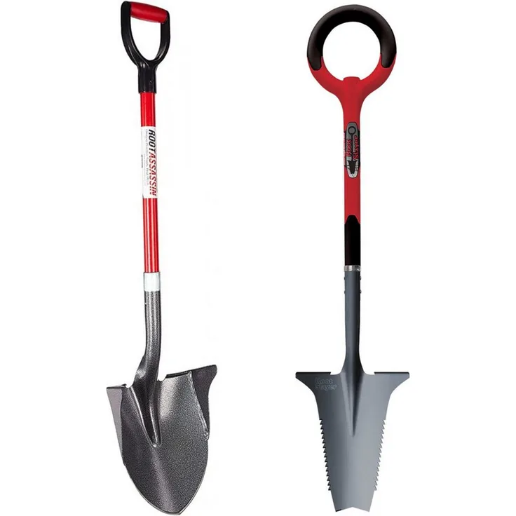 Root Slayer® Wurzelspaten Radius Set, Multifunktionsspaten mit Klinge und Zähnen zum Wurzelschneiden, 2-teilig (inkl. Gartenschaufel)