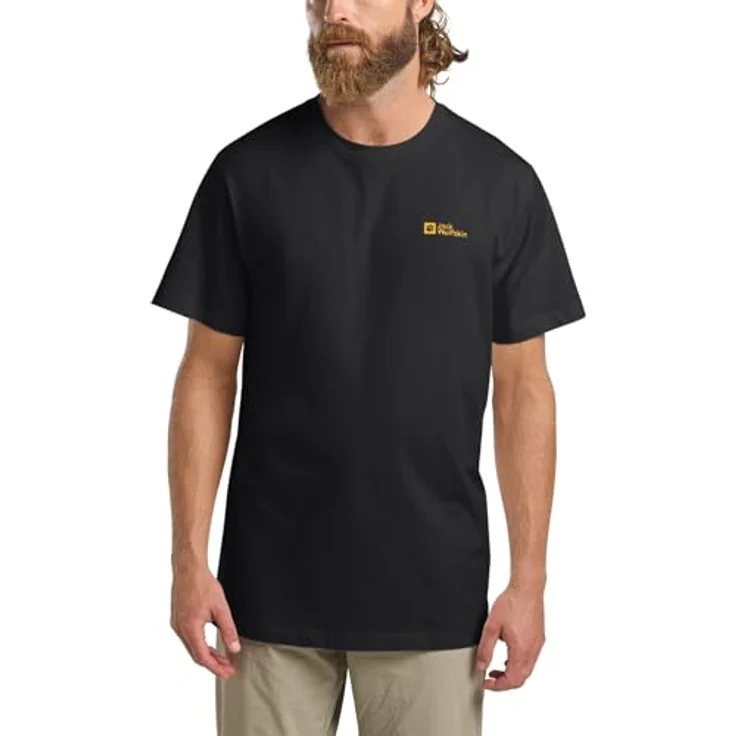 Jack Wolfskin Essential T M Herren Shirt, atmungsaktives Organic Cotton, Schwarz, Größe S – Bild 2