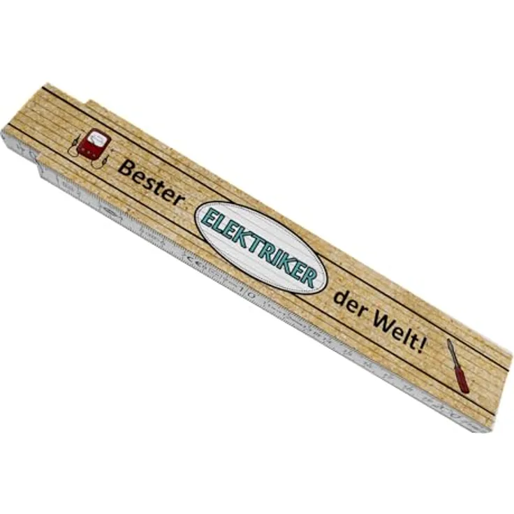 speecheese Bester Elektriker der Welt! Meterstab aus Holz, Gliedermaßstab mit lustigem Spruch, 24x3,5 cm, stabil und praktisch, Geschenkidee für Handwerker