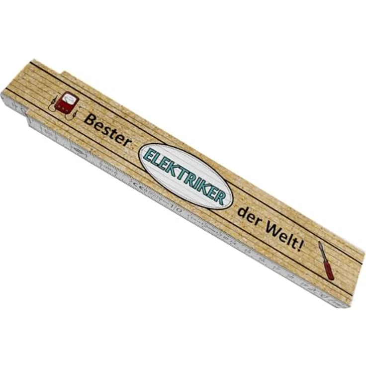 speecheese Bester Elektriker der Welt! Meterstab aus Holz, Gliedermaßstab mit lustigem Spruch, 24x3,5 cm, stabil und praktisch, Geschenkidee für Handwerker – Bild 1