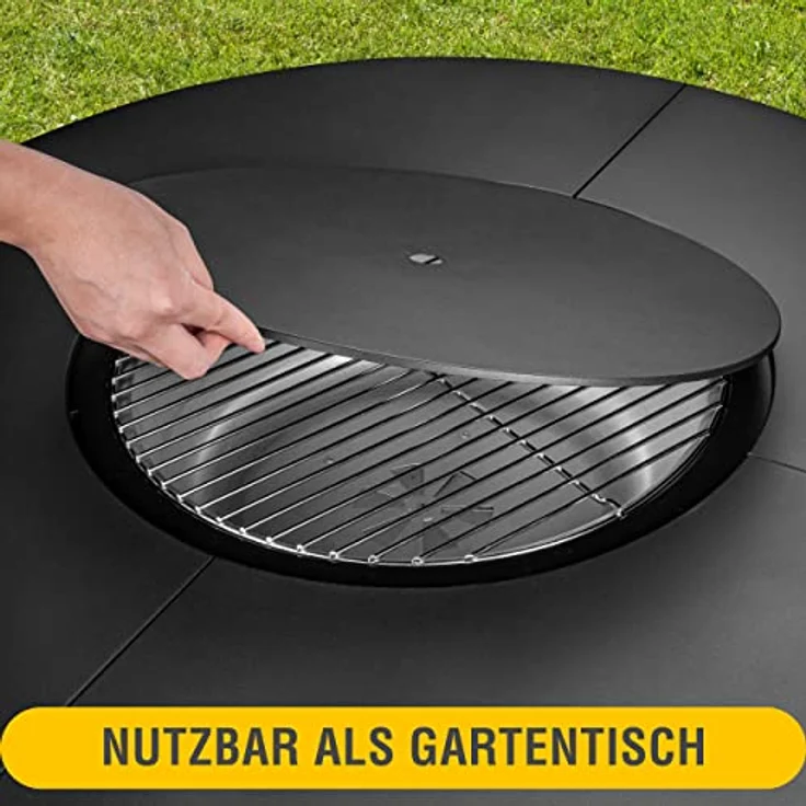 Meateor Feuertisch Ambiente, runder Gartentisch mit Kohlewanne und Grillfunktion, Stahl-Werkstoff, schwarz - Preisvergleich – Bild 4