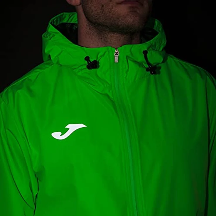 Joma Running Night, Herren Laufjacke mit verstellbarer Kapuze und reflektierendem Logo, Grün, Größe L – Bild 7