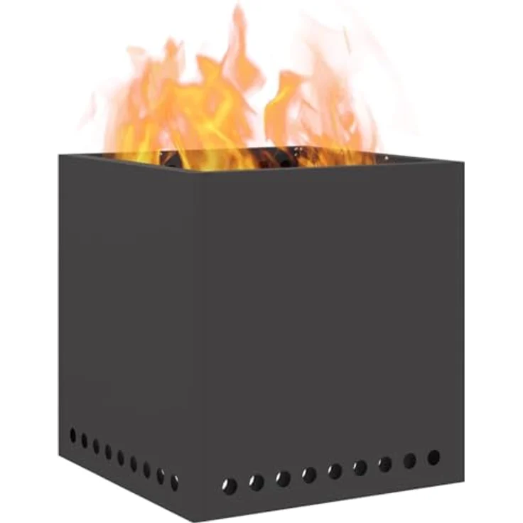 vidaXL Rauchfreier Feuerkorb, quadratisch, 48 x 48 x 50 cm, Stahl, tragbare Heizlösung für Garten und Terrasse, matte Oberfläche, effiziente Wärme – Bild 1