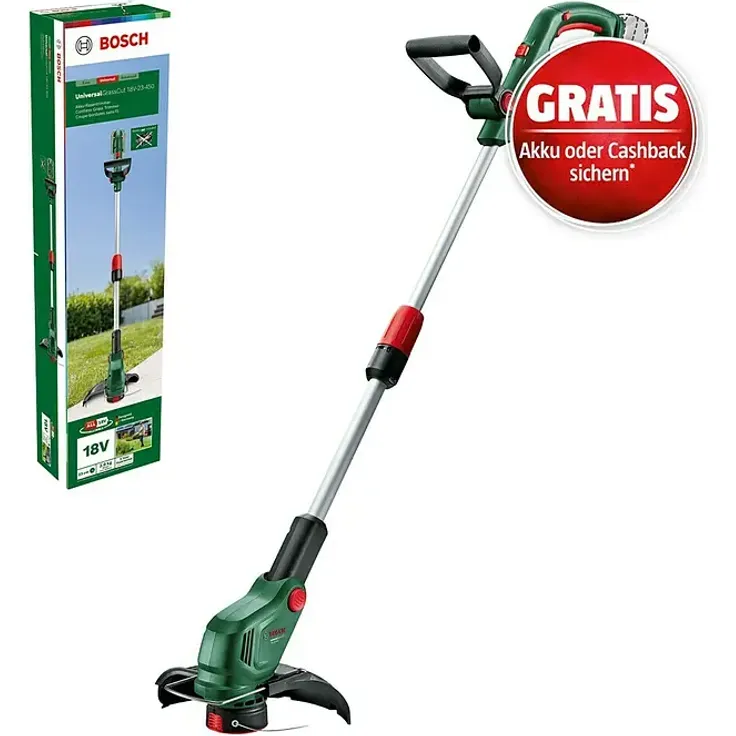 Bosch UniversalGrassCut 18V Akku-Rasentrimmer, ergonomischer Teleskopstiel für präzises Trimmen, ohne Akku