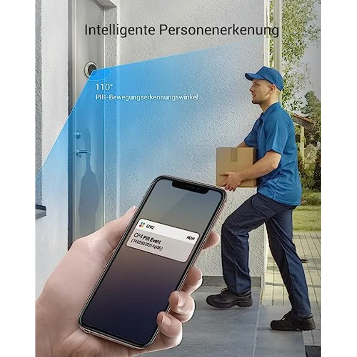 EZVIZ CP4 WLAN Türklingel, 166° Weitwinkel, 2MP Türspion Kamera, 4,3 Zoll Farbmonitor, AI Personenerkennung, Zwei-Wege-Videoanruf, 4600mAh Akku, Live-Ansicht – Bild 3