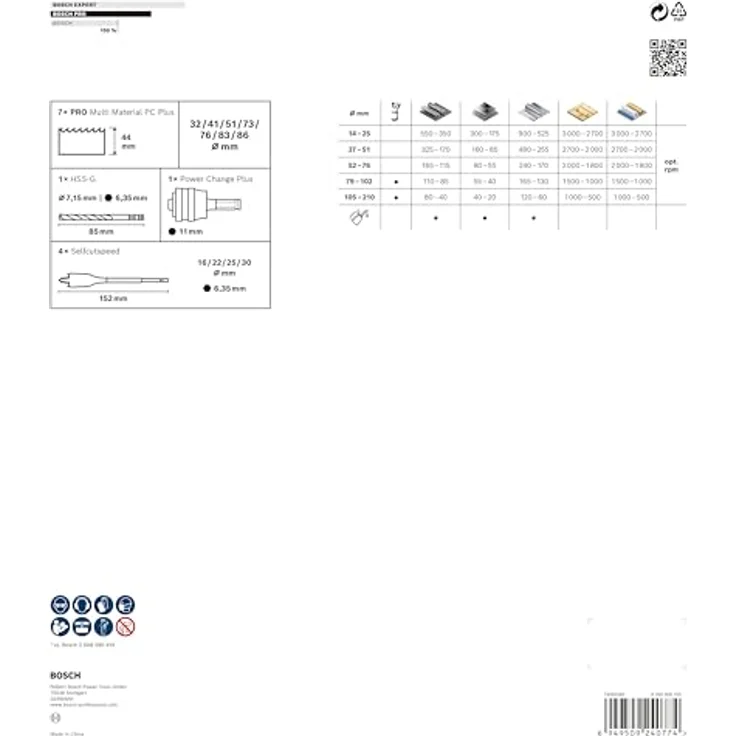 Bosch 13x PRO Multi Material Power Change Plus Lochsäge-Set – L-Boxx, für Weichholz, Trockenbauwand, Ø 32, 41, 51, 73, 76, 83, 86 mm, Professional Zubehör Bohrmaschine/Schrauber – Bild 3